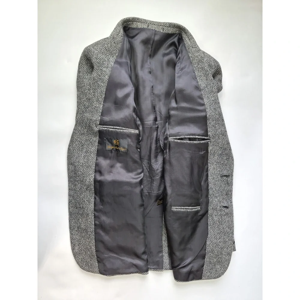 Giorgio Santangelo Mens Wool Sport Coat 42R Gray Made in Italy Vintage Blazer
